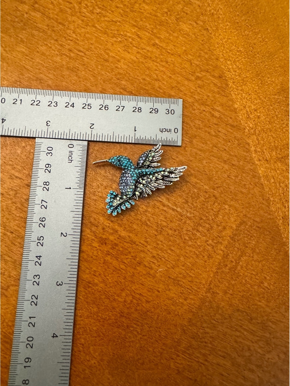 Vintage Blue Rhinestone Hummingbird Brooch Pin 287 - Picture 3 of 3